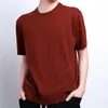 Camicie da uomo 2024 classiche in mattoni in mattoni in lana corta a maniche corte elegante t-shirt a maglia traspirante
