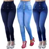 Hoge taille dames jeans knoppen vrouwelijke broek slanke elastische plus size stretch jeans plus size denim blauw skinny potlood pant herfst 240320