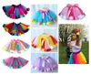 Spädbarnsflickor sommar Tutu klänning Rainbow Color with Silk Ribbon Bowknot kjol Birthday Dresses Princess Dresses Performance Party We1274730