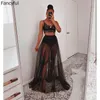 SAIRS MULHERES SEXY PUNK VENHO ATRAVÉS DE MESH GOLD SKIRT TEMPERAMENTO DRESSO LONGO TULE GOTHIC TULLE PARA FEMANA 2024