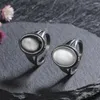 Ringos de cluster 925 Sterling Silver Jewelry Ring Black White Shell Vintage para Presta a proposta para festas femininas