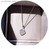 Pendant Necklaces Shine Zircon Heart Shaped Pendant Necklace for Women Silver Color Jewelry Wedding Anniversary Party Bridal Chain Girls Choker240408