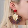 Dangle & Chandelier New Bohemia Fan Shaped Tassel Earrings For Women Exaggerated Big Statement Fringed Vintage Drop Delivery Jewelry Dhgoc