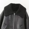 女性用ジャケットUnizera2024秋/冬のウェアファッションカジュアルな汎用革と毛皮統合オートバイジャケットコート