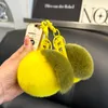 Cute Real Rabbit Fur Lemon Keychain Kids Toy Doll PomPom Fur Ball Car HandBag Keychain Gift