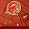 装飾的な置物花嫁の手持ちファンウェディングブライダルグループハンドメイド中国のヴィンテージフラワーポグラル装飾品