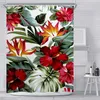 Shower Curtains Tropical Foliage Plant Curtain Multicolor Flowers Red Green Palm Modern Waterproof Bathroom