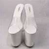 Chaussures de danse White Simple Simple Transparent plate-forme ouverte ouverte 20 cm Ultra High Heels Slippers 8 pouces Sexy Party