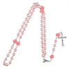 Collares colgantes de 8 mm Beads de rosario católico Collar cristiano Caqueta de vidrio de oración para mujeres Madre Joyería Drop entrega Pendan Oti78