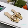 Slippers Fashion Ladies Designer Flat Sandals Leather Leather Dlip-Flops