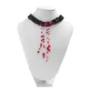Retro gotycka krwawa kroplówka naśladowanie kryształowy naszyjnik Kreatywny ciemno z koralikami Naszyjnik wielowarstwowy dla kobiet