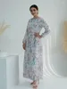 Roupas étnicas Ramadã Eid Dubai Flor Branca Abaya Damen Turquia Islã Abayas Para mulheres Muslim Long Dress Kebaya Robe Femme Musulmane