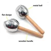 Decorative Figurines Design Custom Logo Stainless Steel Metal Cryo Tool Facial Massage Wooden Handle Ice Globes For Face