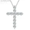 Pendant Necklaces Shiny Crystal Elegant Cross Pendant Silver Color Necklace 18 Inch For Women High Quality Fashion Jewelry Christmas Gift240408JQFB