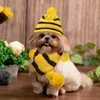 Hundkläder 1 uppsättning stickad vinter halsduk hatt varm kostym husdjur festival strpe klädtillbehör storlek xxs gul och