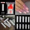 500pcs/bag False Nails Acrylic French False Nails Medium Length Square Armor Full Cover Nail Tips Can Be Removable Mixed Size Press On Nails