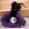 Hondenkleding Pet Accessories Engeland Style Hat Hair Clip met Feather Diamond Hairpin Supplies 5,5 cm