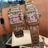 Square Quartz Watch Women Watch For Womens Watches Designer Rostfritt stål Folding Spänne Kvinnors Guldklockor Montre de Luxe Armtur Dhgates 661