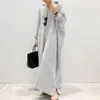 Casual Dresses Loose Fit Dress Striped Print Lapel Maxi For Women Stylish Spring Shirt Type With Long Sleeve Split Hem Plus Size Soft