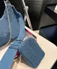 Fashion Classic Luxury French Brand Designer Bag New Women's Retro Style denim 2-i-1 dragkedja axelväska underarmväska kan hållas crossbody väska 2 remmar två färger