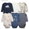 Rompers 6PCS Baby Girl Ubrania 2023 unisex 100% bawełniane body dla niemowląt długie rękawy nowonarodzony chłopiec kombinezon Infantil odzież ropa bebe l47