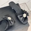 Damen Spitze Quadratzehen Sandalen auf Hausschuhe Slingbacks Kleid Damen mit Bowknot Strass Kamellien Blumen Mules 24Ss Girls Sommer Outdoor Beach Schuh Casual Schuh