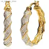 Charm Shining Gold Womens örhängen Fashion Die Cast Twisted Pattern Earrings Womens Engagement Wedding Jewelry Gifts240408