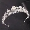 Clips de cheveux Couleur argentée Crystal Tiaras and Crowns Bandband Rhingestone Brind Bride Accessoires Femmes Bijoux de mariage