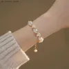 Charm Bracelets INS Imitation Pearl Bracelet Cartoon Cute Acrylic Ball Beads Imitation Cat Claw Bracelet For Women Fashion Jewelry Trend240408OWT9