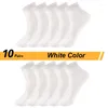 Men's Socks 10 Pairs/Lot Low Cut Cotton Solid Color Black White Business Breathable Male Short Summer Plus Size 39-48