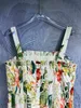 24 Primavera/Summer Nuovo abito imbracale stampato poplin di cotone con design invisibile con cerniera sul retro