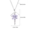 Pendant Necklaces 2024 Elegant Purple Crystal Ballerina Girl Rhinestone & Pendants Long Sweater Chain Statement Jewelry