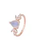 Clusterringen 2024 Europese en Amerikaanse S925 Sterling Silver Dromplet Rose Gold Moonlight Stone Ring Hoge kwaliteit dames