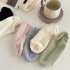 Mulheres meias femininas de cor sólida feminina Básica casual de meia respirável Slippers absorve o suor algodão tornozelo meninas invisíveis invisíveis