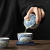 Conjuntos de teaware Blue e branco Chinese Chinese Tea Conjunto de chá de cerâmica Porcelana Gaiwan Copa Tigela