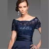 ВМС Blue Mother of the Bride Dress Элегантные высококачественные коленные короткие свадебные платья Формальные вечерние платья Матери