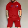 T-shirt da uomo Tute Trapstar a maniche corte con lettere arcobaleno ricamo asciugamano sfumato pantaloncini casual larghi set M-3XL