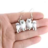 Boucles d'oreilles en peluche vintage samoyed chien drop-oreille boucle boho animaux de compagnie brincos lover cadeaux bijoux pour femmes pendentites mujer