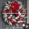 Decorative Flowers Christmas Decorations Red Bows Flocking Rattan Garland Year Home Indoor Holiday Handmade