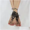 Sandali a piedi a piedi di design Fashion Beach Women Girls Girls Cloghet Cotton Cadle Chain Caviglieri per matrimoni Sandalo Bracciale Bracciale Gioielli Drop Deli Dhvip