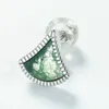 Boucles d'oreilles AllNoel Natural 7 7 mm Agate de mousse verte pour les femmes 925 Forme de feuille en argent sterling