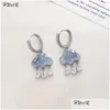 Orecchini per prigionieri 2 pezzi Cute Cloud Blue Crystal Rain Gocce Orecchio Estetico Kawaii Zircon Year Gioielli Regali Gift Otymi Otymi