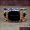 Bransolety Bogczące Love Hematit Apple Watch Band Boho Stone Wax Rope Bransoletka Cesarz 5 Wrap Hurtowa dostawa biżuteria Dhbsr