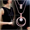 Colliers pendants Leeker charme rond cercle long collier pour femmes 2 couches déclaration de chaîne bijoux feme