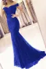 Królewskie niebieskie seksowne na ramię syrenę wieczorową sukienki wieczorne Eleganckie koronkowe aplikacje z koralikami formalne suknie imprezowe dla kobiet w rozmiarze Długie specjalne okazja sukienka CL3467