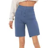 Women's Shorts Straight Leg Stylish High Waist Buttoned With Multiple Pockets Versatile Knee Length For Work Everyday