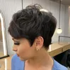 Pixie Cut Wig Human Hair Brazilian Straight Wigs Natural Full Machine Made None lace Wigs With Bang For Black Women Glueless4341174