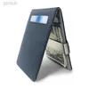 Pengarklämmor Hot Sale Fashion Solid Mens Thin Bifold Money Clip Leather with a Metal Clamp Female ID Credit Cash Holder 240408