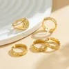 5Pcs Vintage Geometric Adjustable Open Finger Rings for Women Wed Bridal C Shape Nail Ring Couple Jewelry Accessories