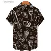 Chemises décontractées pour hommes pour hommes photo Harajuku Y2k Aloha Shirt 3D Mens Imprimez Luxury Taille à manches courtes Louange Top YQ240408